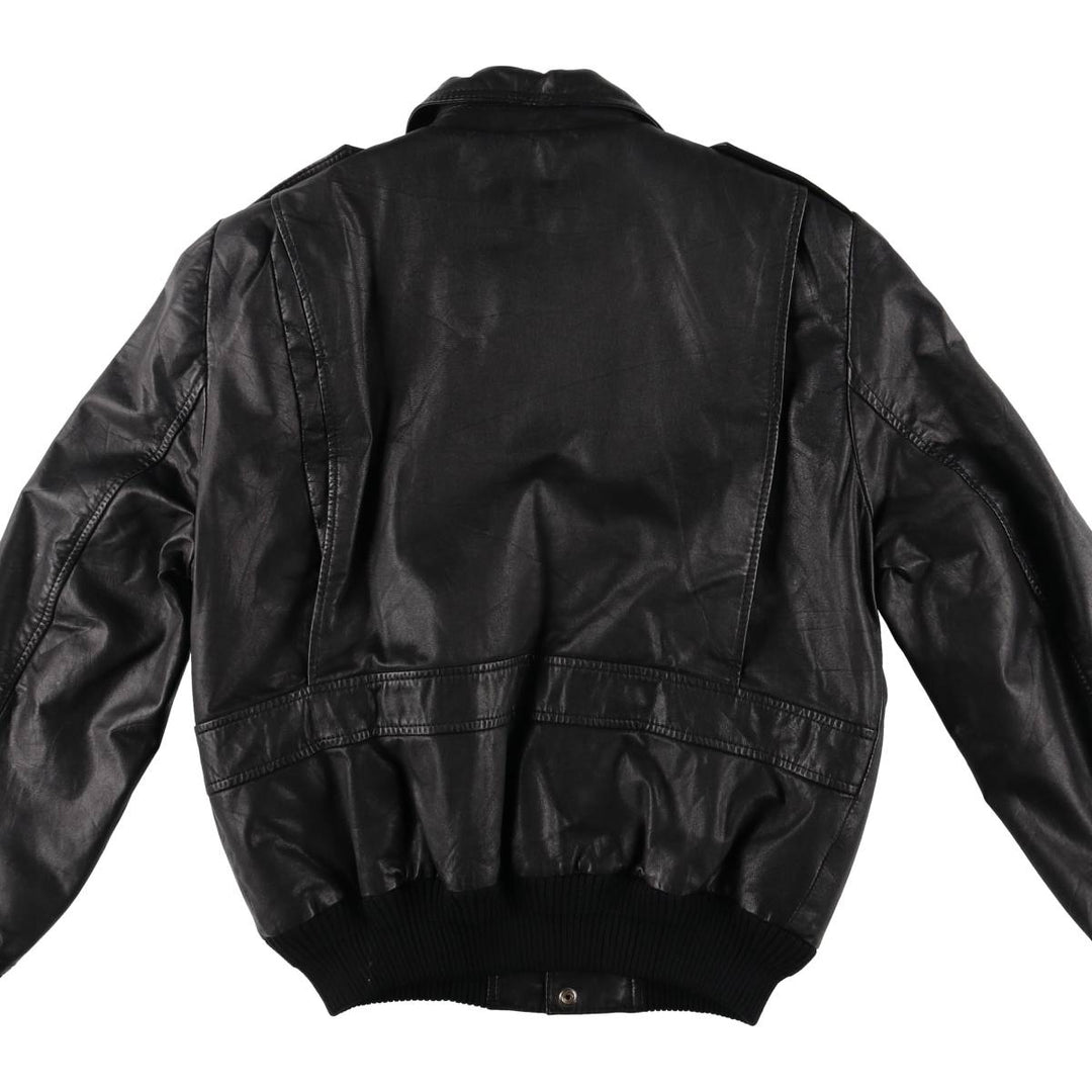 Vintage 80'S Lee A-2 Leather Flight Jacket, Men's M Size genuine leather black type Vintage Second Hand