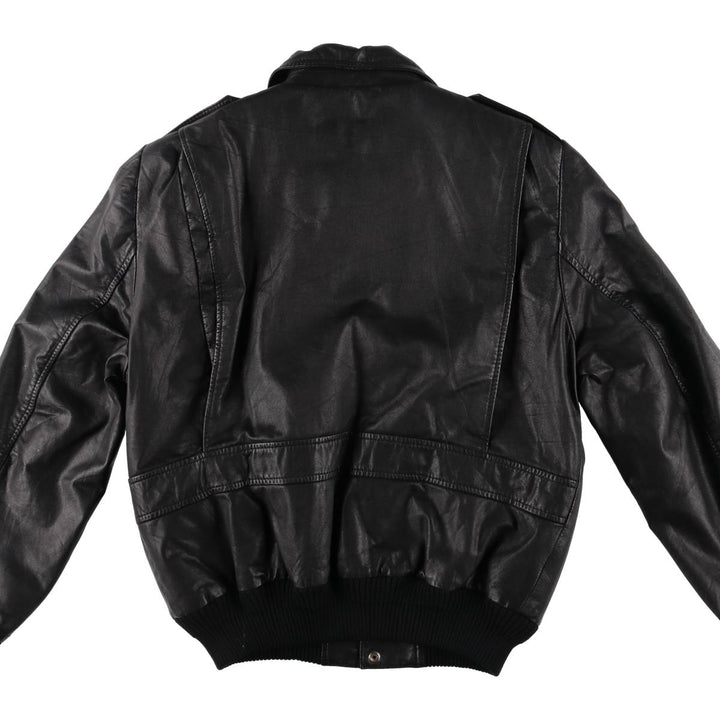 Vintage 80'S Lee A-2 Leather Flight Jacket, Men's M Size genuine leather black type Vintage Second Hand