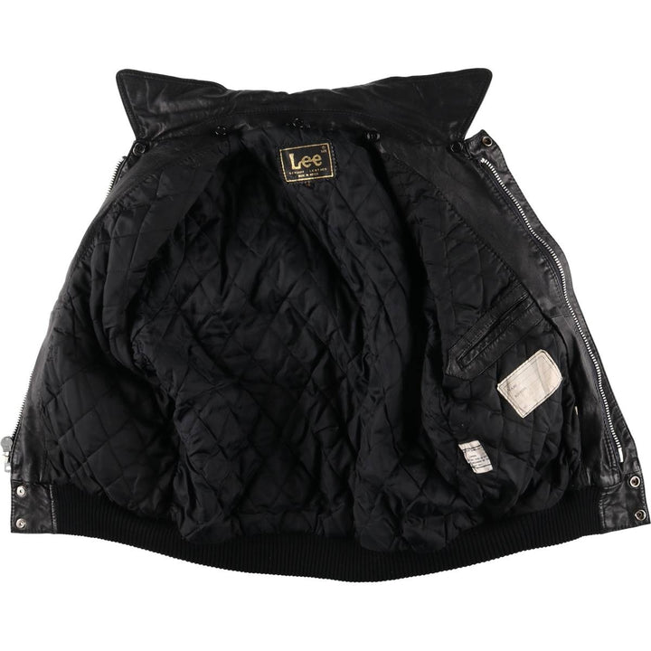 Vintage 80'S Lee A-2 Leather Flight Jacket, Men's M Size genuine leather black type Vintage Second Hand