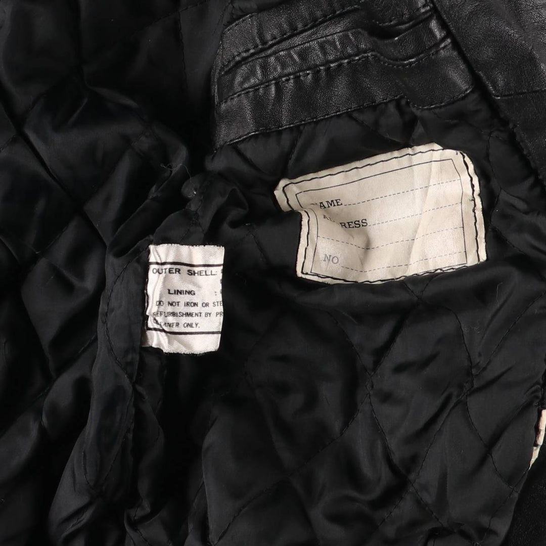 Vintage 80'S Lee A-2 Leather Flight Jacket, Men's M Size genuine leather black type Vintage Second Hand