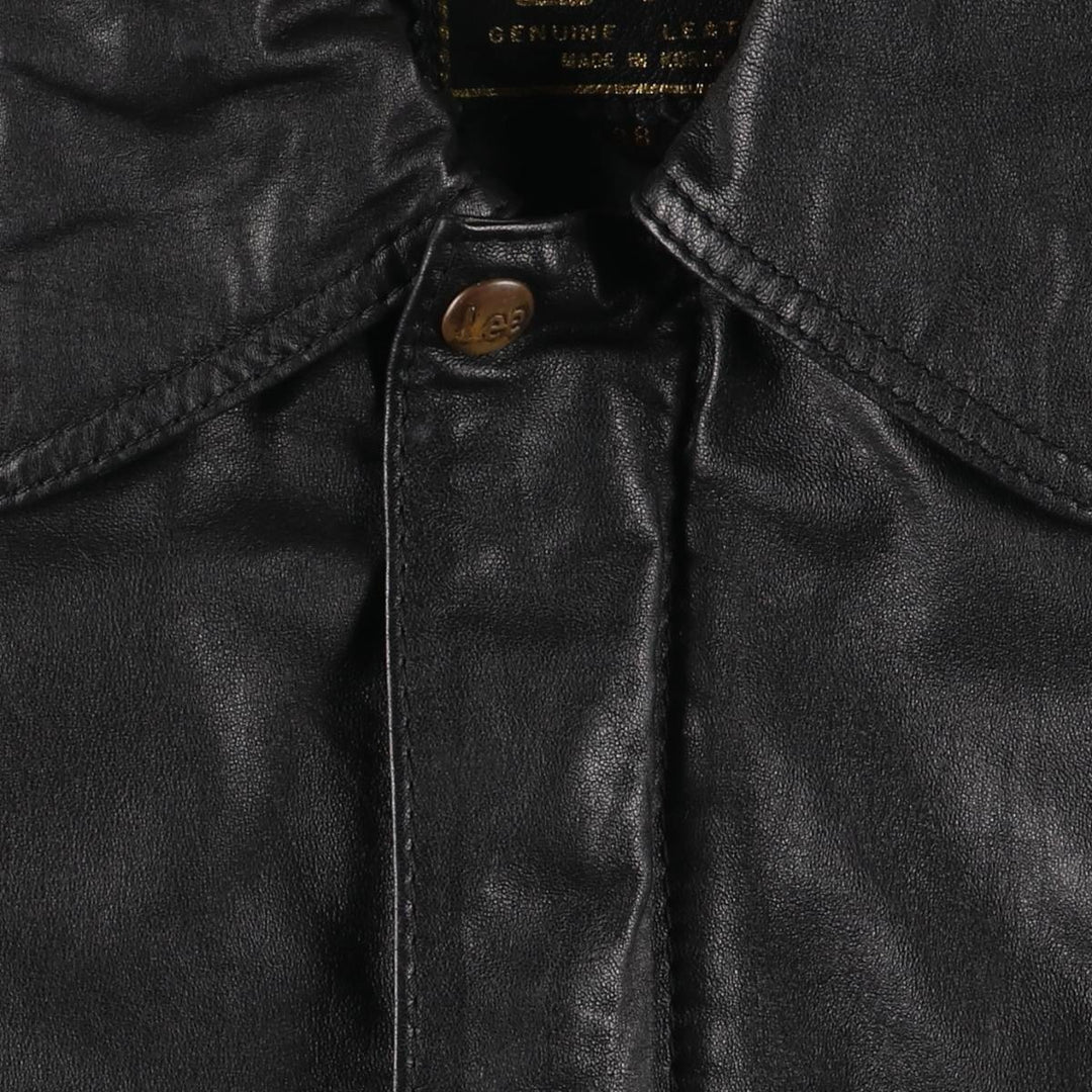Vintage 80'S Lee A-2 Leather Flight Jacket, Men's M Size genuine leather black type Vintage Second Hand