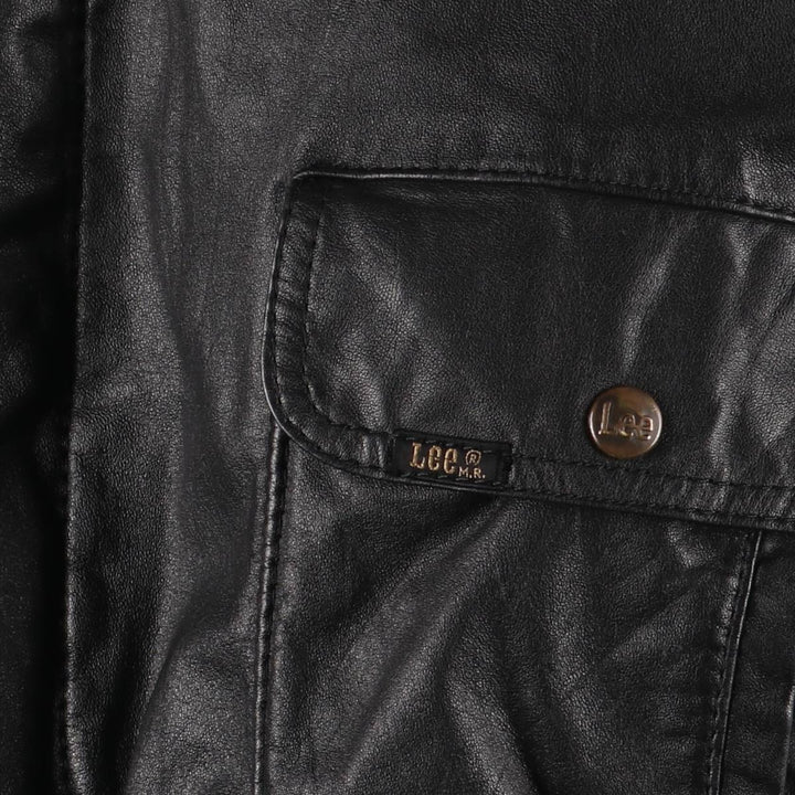 Vintage 80'S Lee A-2 Leather Flight Jacket, Men's M Size genuine leather black type Vintage Second Hand
