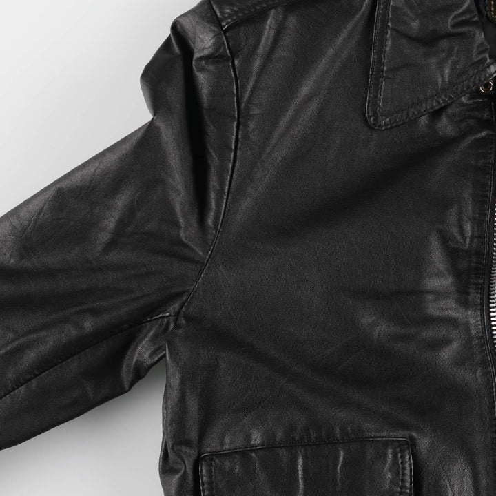 Vintage 80'S Lee A-2 Leather Flight Jacket, Men's M Size genuine leather black type Vintage Second Hand