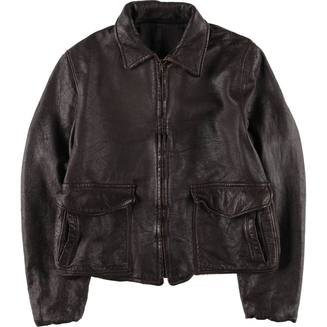 Leather blouson type, men's size M, vintage unclear brown type Vintage Second Hand