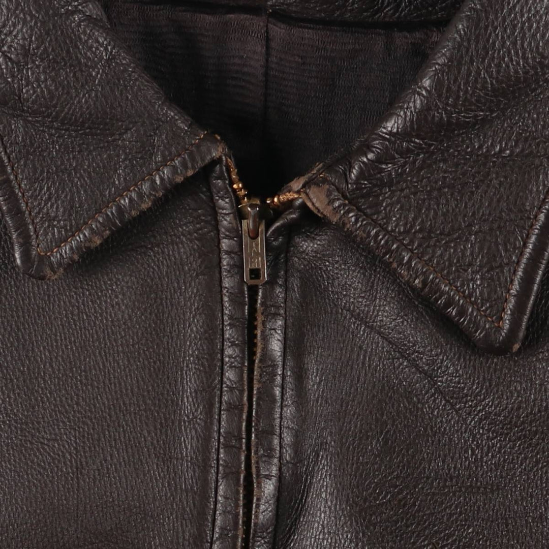 Leather blouson type, men's size M, vintage unclear brown type Vintage Second Hand