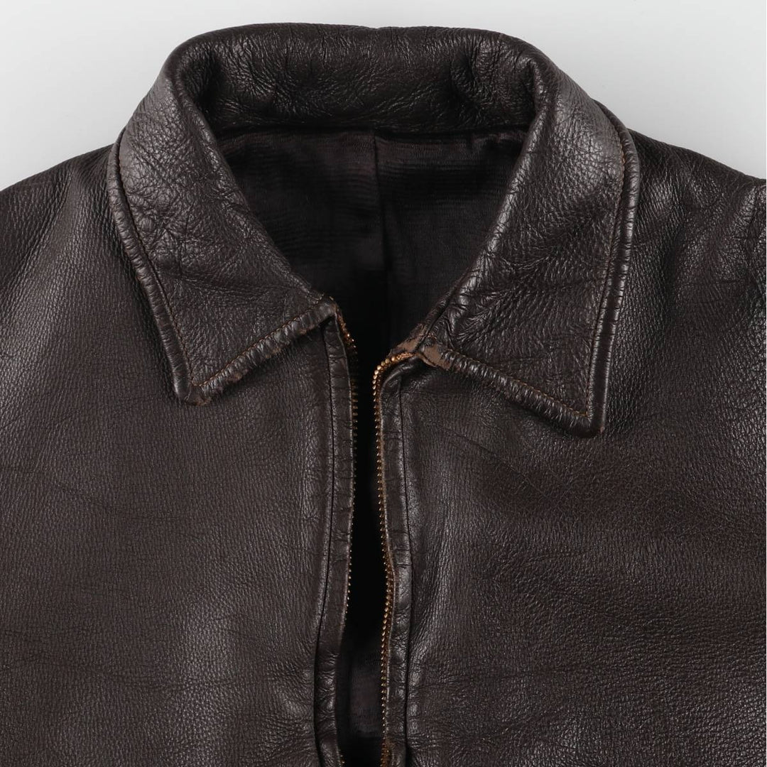 Leather blouson type, men's size M, vintage unclear brown type Vintage Second Hand