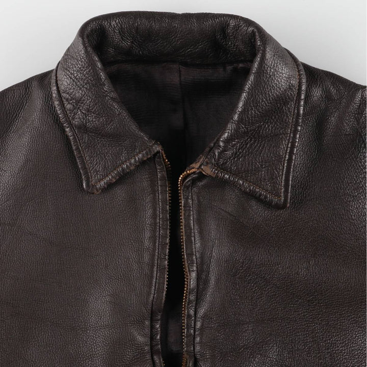 Leather blouson type, men's size M, vintage unclear brown type Vintage Second Hand