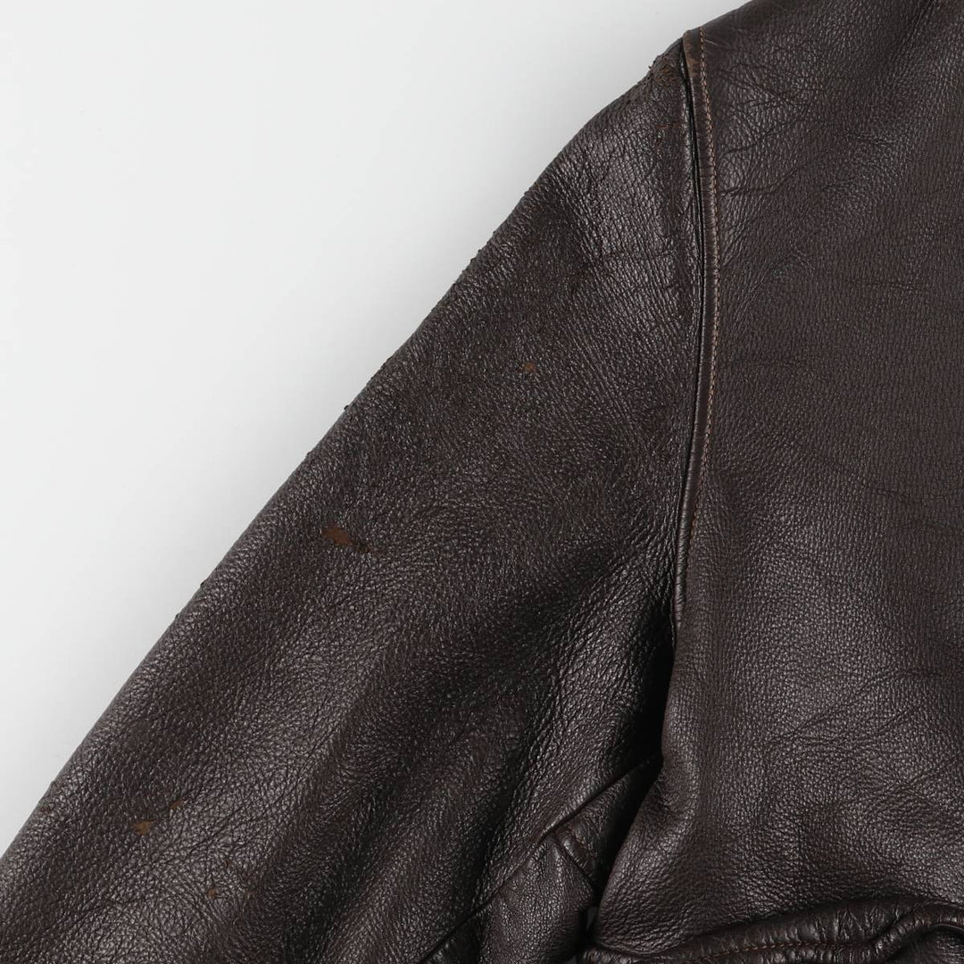 Leather blouson type, men's size M, vintage unclear brown type Vintage Second Hand