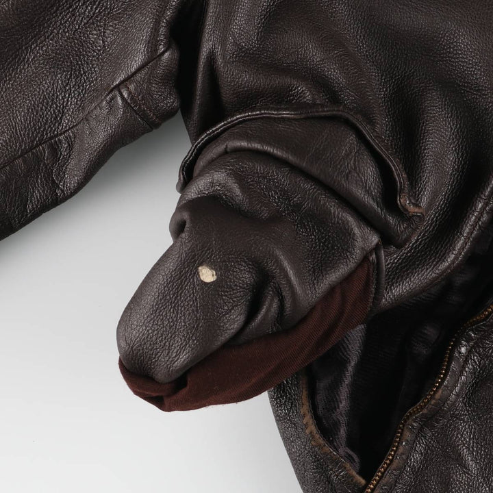 Leather blouson type, men's size M, vintage unclear brown type Vintage Second Hand