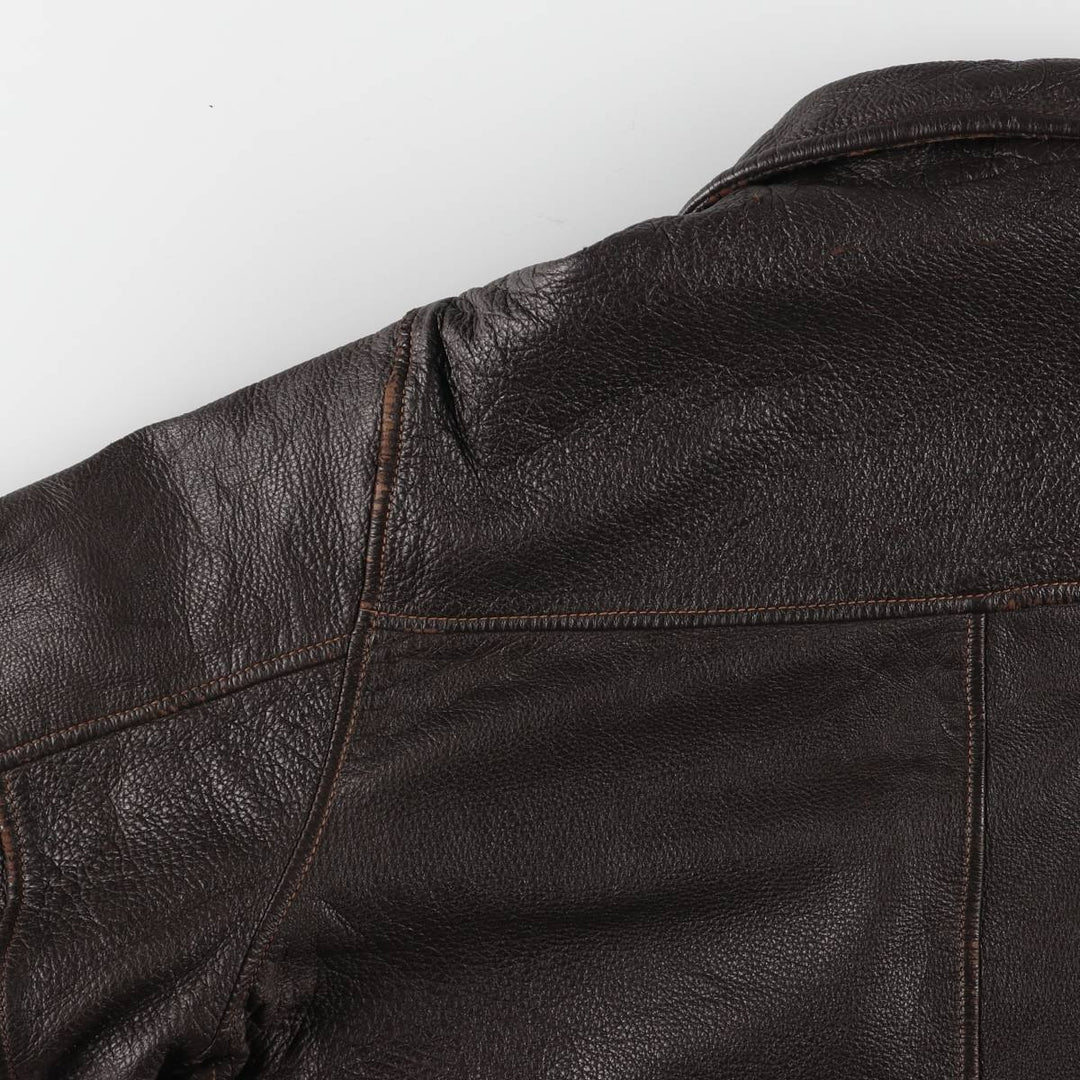 Leather blouson type, men's size M, vintage unclear brown type Vintage Second Hand