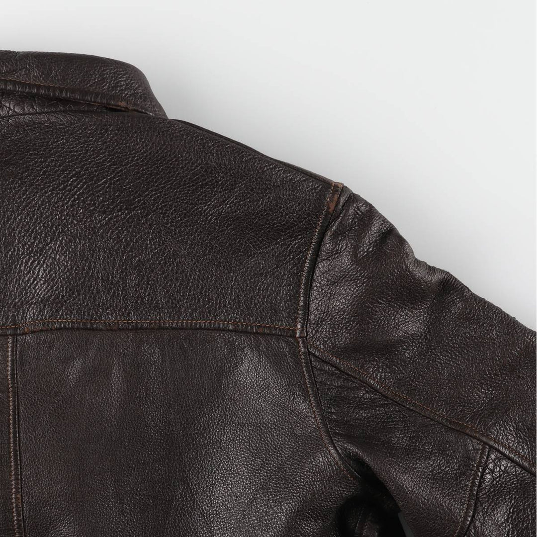 Leather blouson type, men's size M, vintage unclear brown type Vintage Second Hand