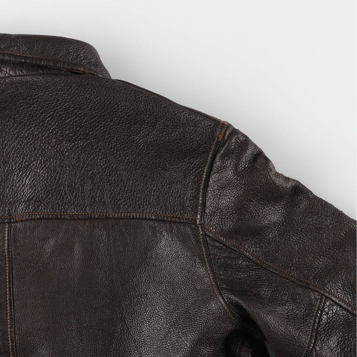 Leather blouson type, men's size M, vintage unclear brown type Vintage Second Hand