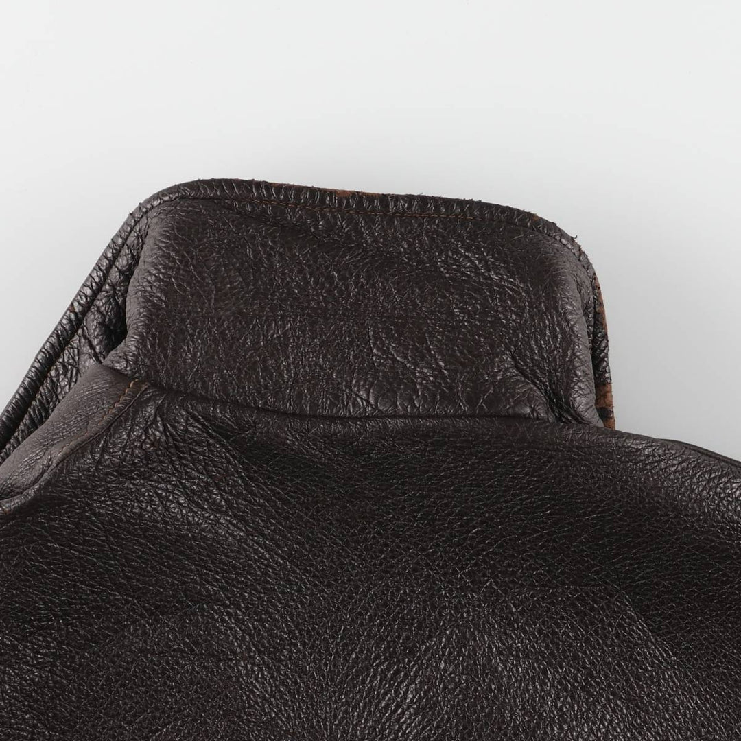 Leather blouson type, men's size M, vintage unclear brown type Vintage Second Hand