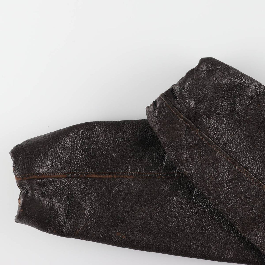 Leather blouson type, men's size M, vintage unclear brown type Vintage Second Hand