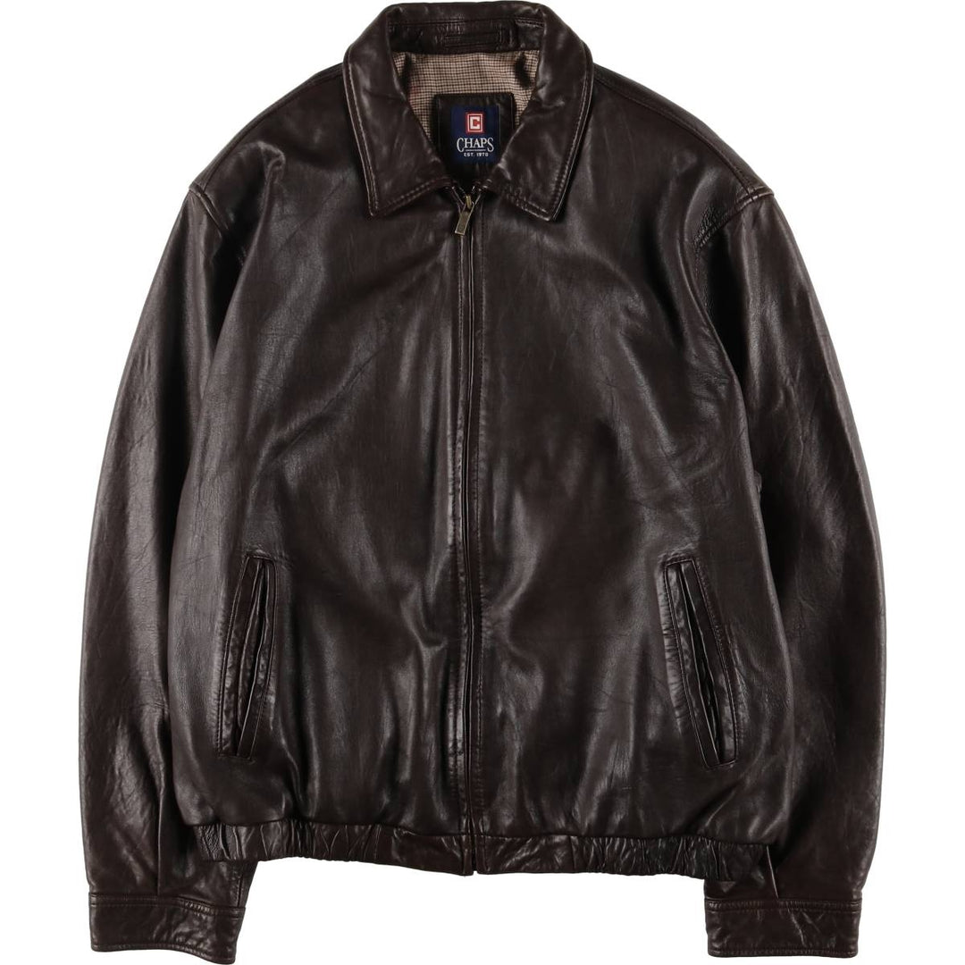 CHAPS Swing Top Type Leather Blouson Men's XL Size genuine leather brown type Vintage Second Hand