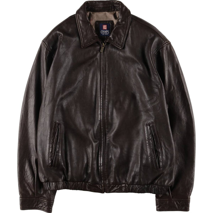 CHAPS Swing Top Type Leather Blouson Men's XL Size genuine leather brown type Vintage Second Hand