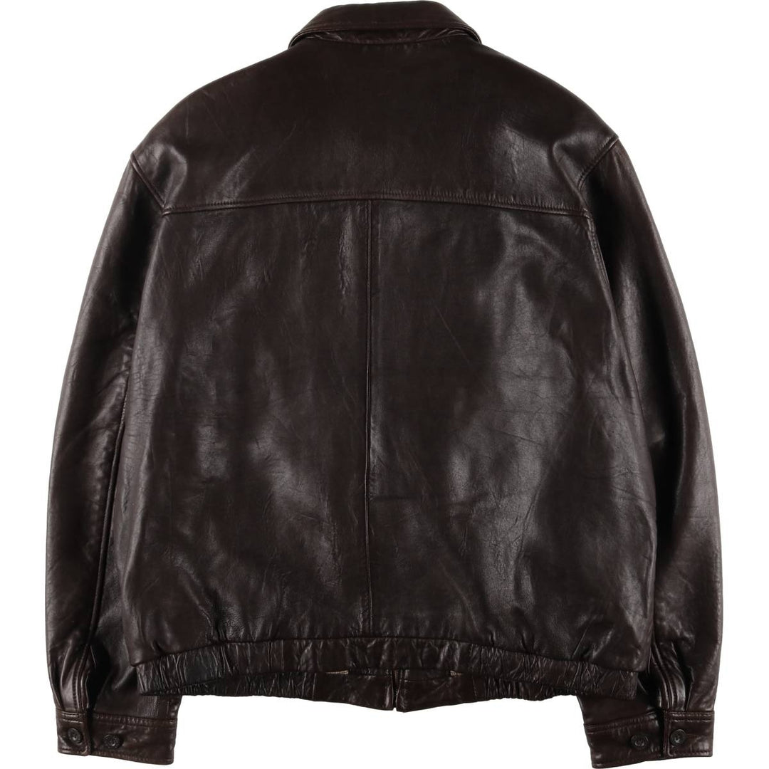 CHAPS Swing Top Type Leather Blouson Men's XL Size genuine leather brown type Vintage Second Hand