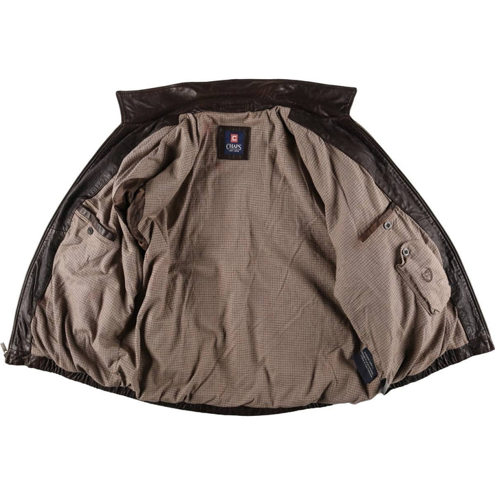 CHAPS Swing Top Type Leather Blouson Men's XL Size genuine leather brown type Vintage Second Hand