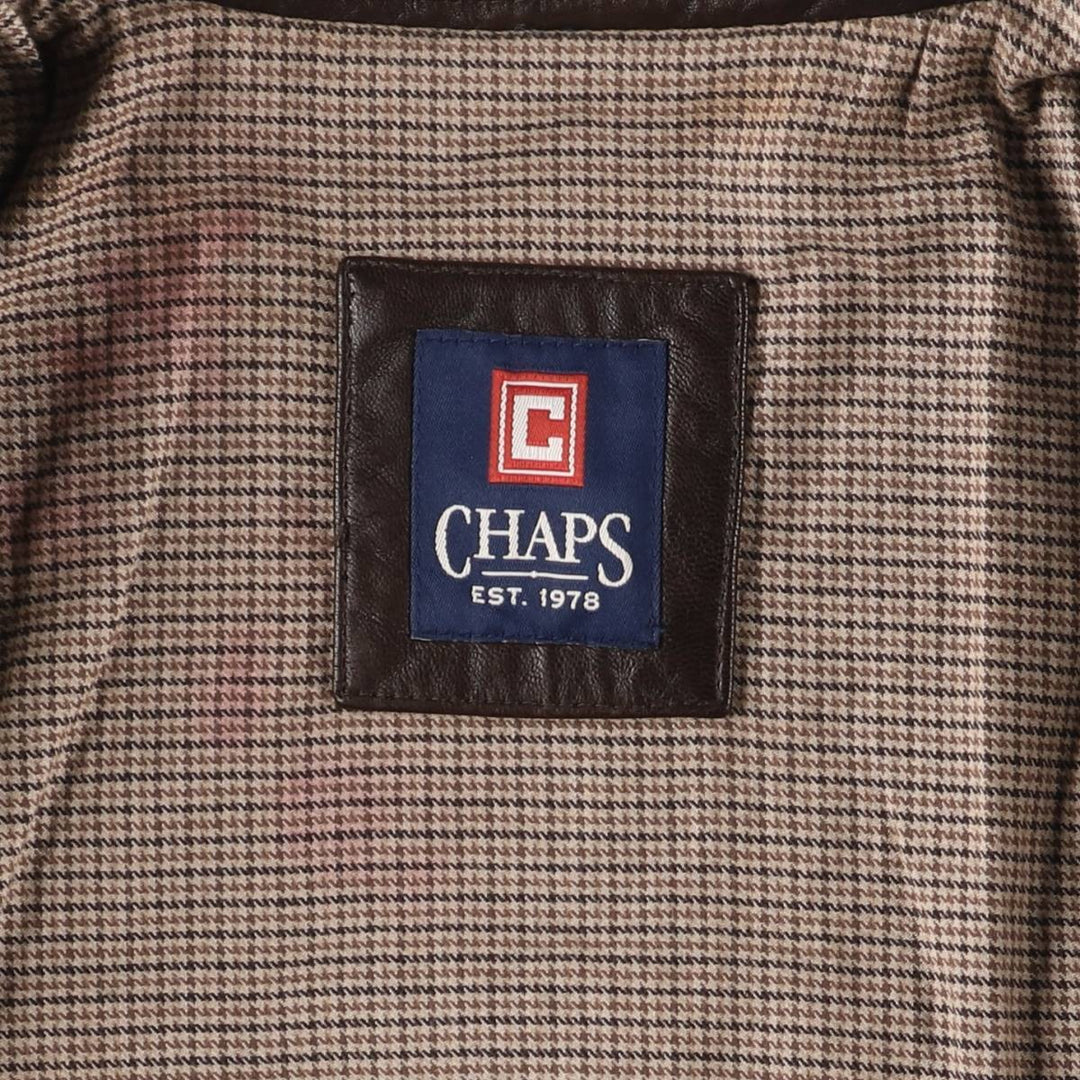 CHAPS Swing Top Type Leather Blouson Men's XL Size genuine leather brown type Vintage Second Hand