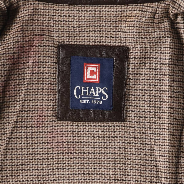 CHAPS Swing Top Type Leather Blouson Men's XL Size genuine leather brown type Vintage Second Hand
