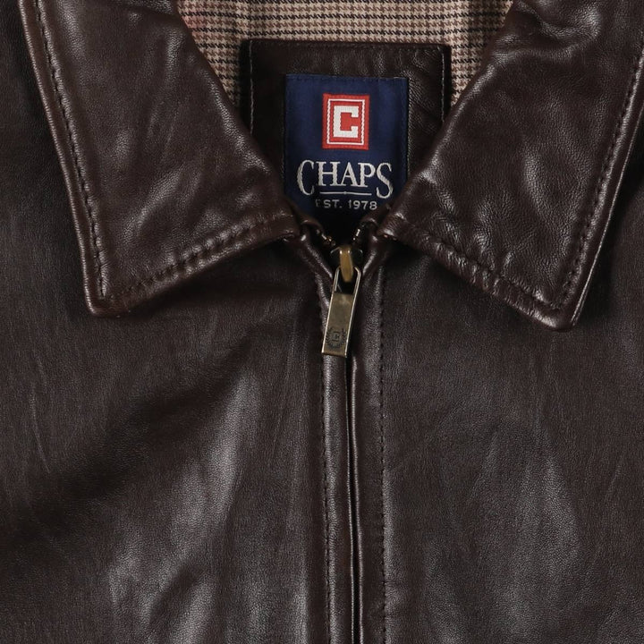 CHAPS Swing Top Type Leather Blouson Men's XL Size genuine leather brown type Vintage Second Hand