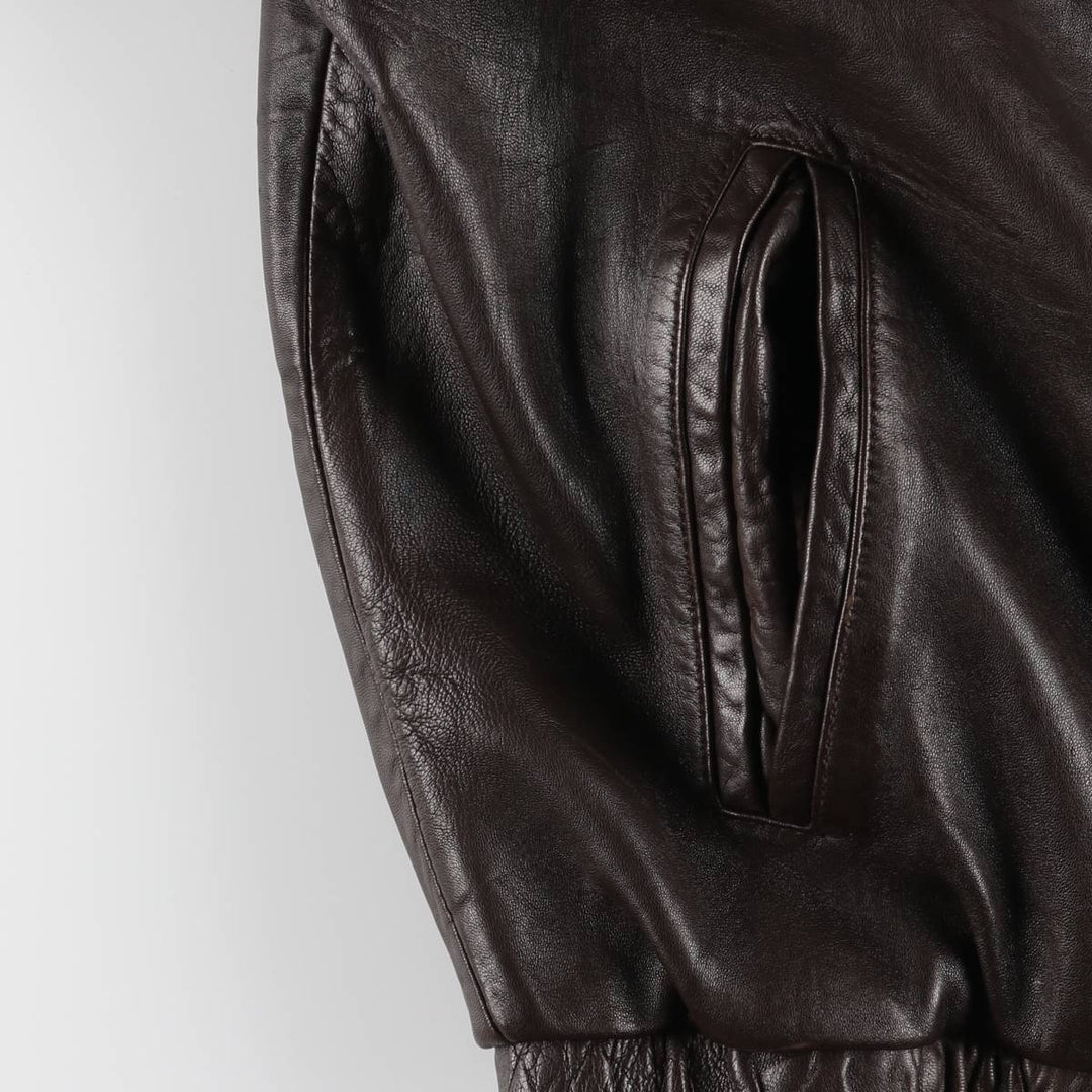 CHAPS Swing Top Type Leather Blouson Men's XL Size genuine leather brown type Vintage Second Hand