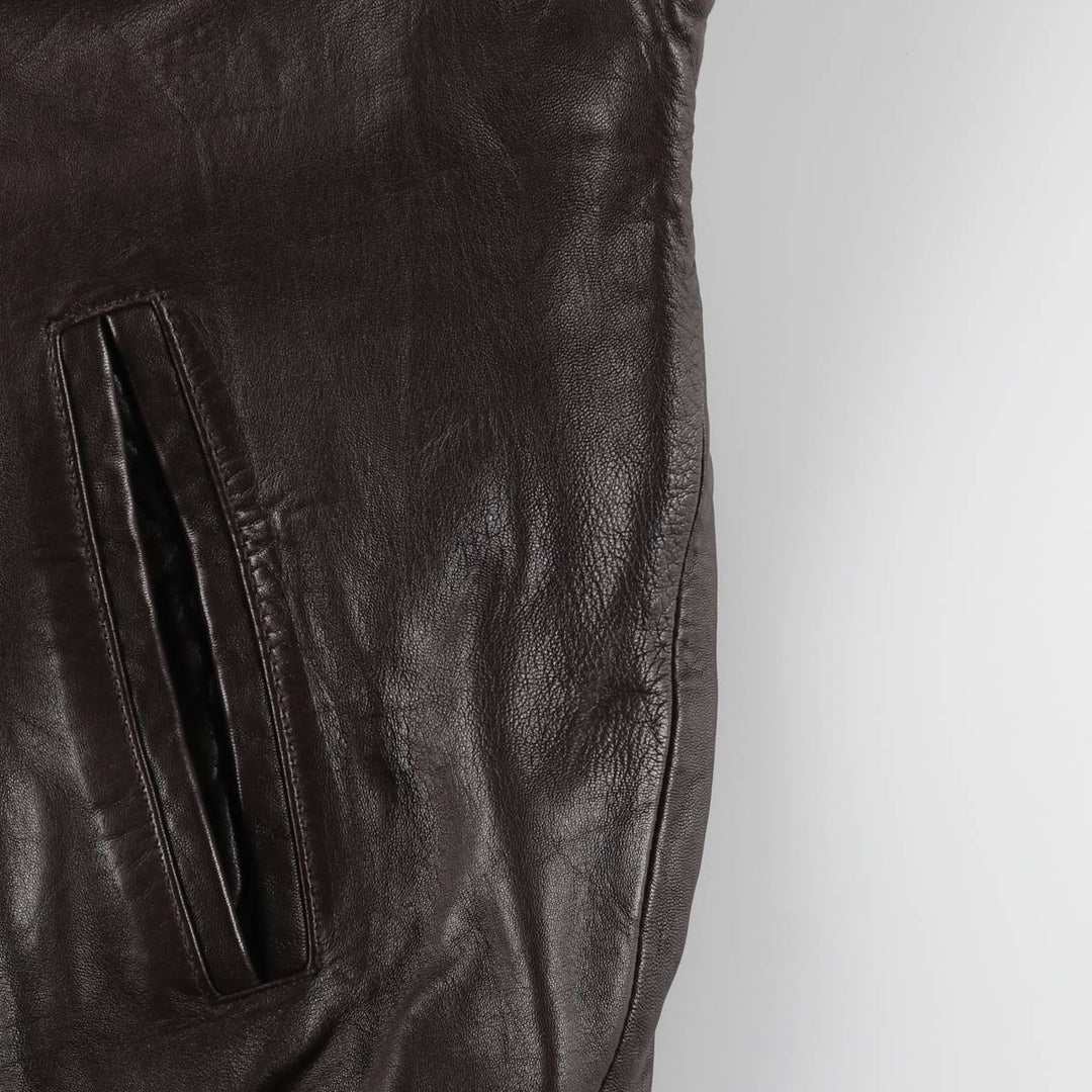 CHAPS Swing Top Type Leather Blouson Men's XL Size genuine leather brown type Vintage Second Hand