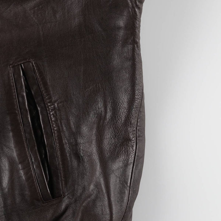 CHAPS Swing Top Type Leather Blouson Men's XL Size genuine leather brown type Vintage Second Hand