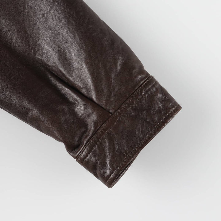 CHAPS Swing Top Type Leather Blouson Men's XL Size genuine leather brown type Vintage Second Hand