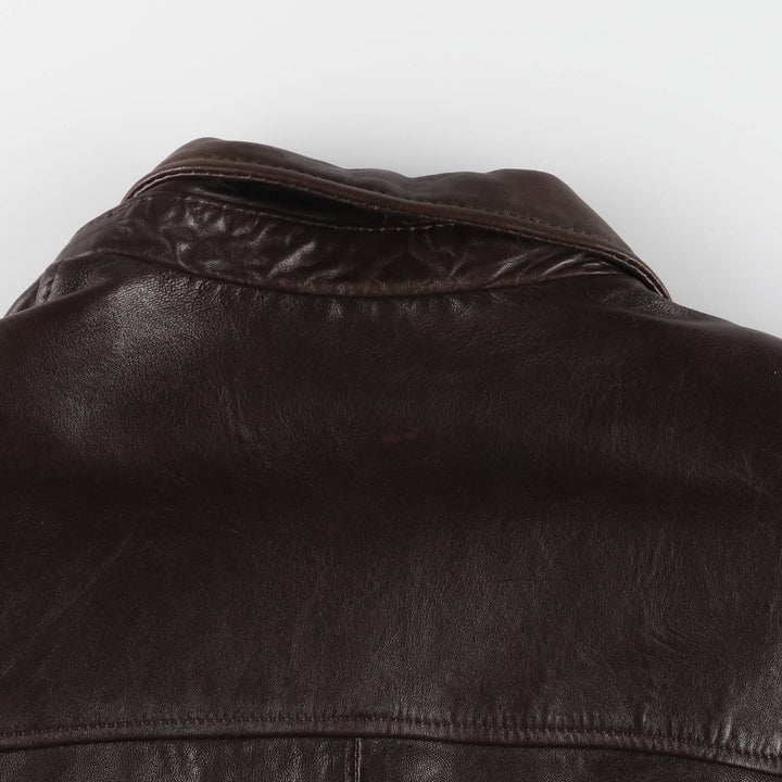 CHAPS Swing Top Type Leather Blouson Men's XL Size genuine leather brown type Vintage Second Hand