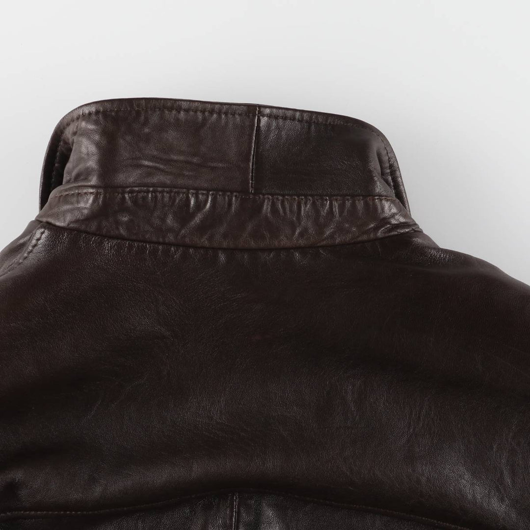 CHAPS Swing Top Type Leather Blouson Men's XL Size genuine leather brown type Vintage Second Hand