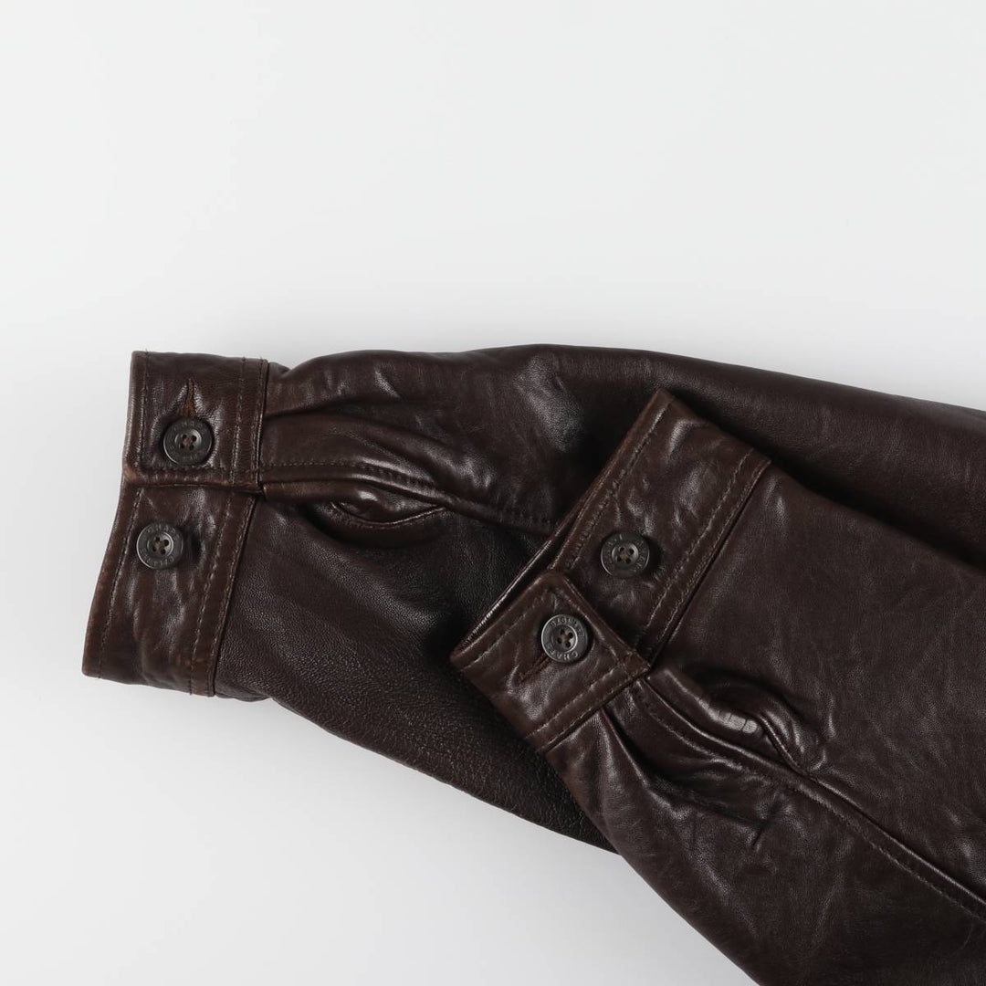 CHAPS Swing Top Type Leather Blouson Men's XL Size genuine leather brown type Vintage Second Hand
