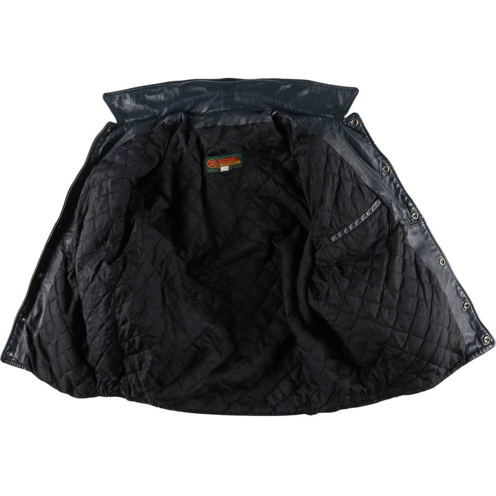 80s-90'S EXPORT LEATHER GARMENTS LTD All-leather varsity jacket with collar Made in Canada Men's XL size unclear navy blue type Vintage Second Hand