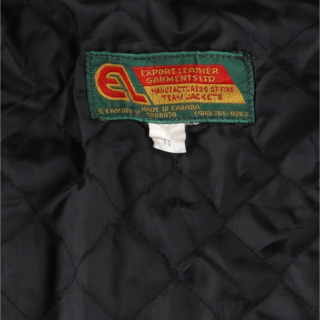 80s-90'S EXPORT LEATHER GARMENTS LTD All-leather varsity jacket with collar Made in Canada Men's XL size unclear navy blue type Vintage Second Hand