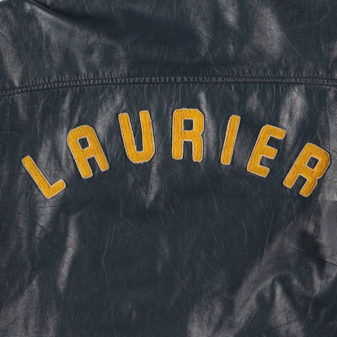 80s-90'S EXPORT LEATHER GARMENTS LTD All-leather varsity jacket with collar Made in Canada Men's XL size unclear navy blue type Vintage Second Hand