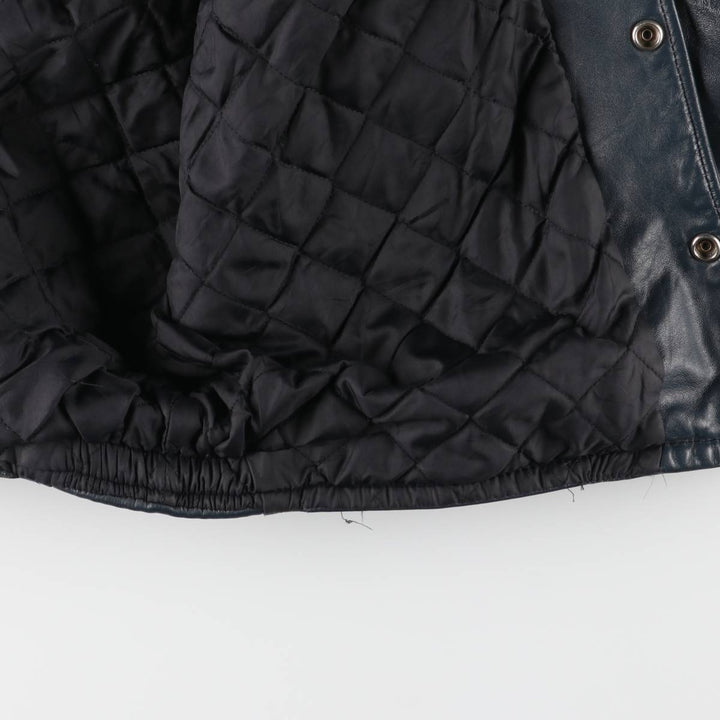 80s-90'S EXPORT LEATHER GARMENTS LTD All-leather varsity jacket with collar Made in Canada Men's XL size unclear navy blue type Vintage Second Hand