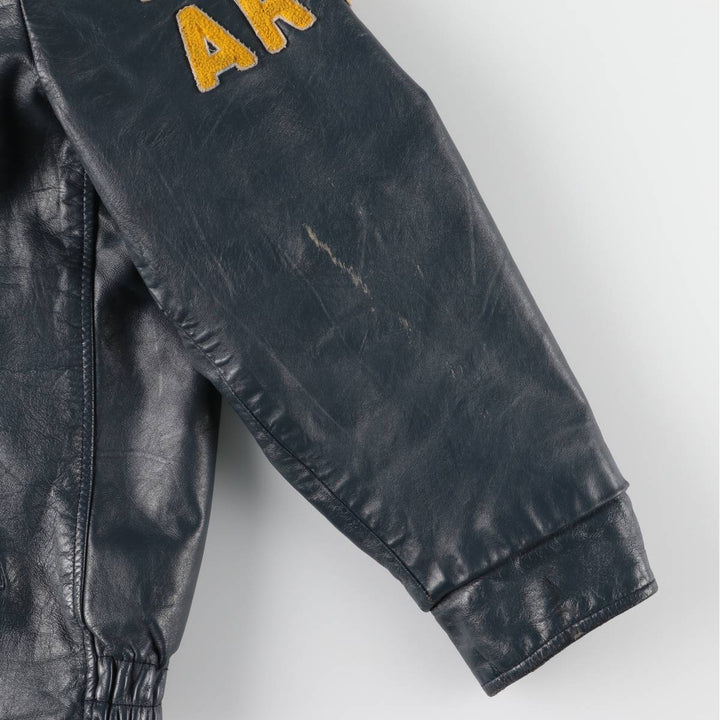 80s-90'S EXPORT LEATHER GARMENTS LTD All-leather varsity jacket with collar Made in Canada Men's XL size unclear navy blue type Vintage Second Hand