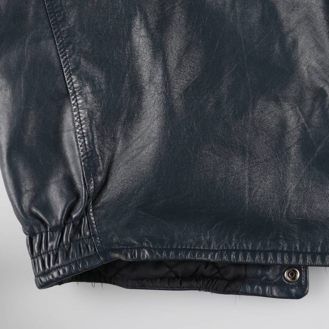 80s-90'S EXPORT LEATHER GARMENTS LTD All-leather varsity jacket with collar Made in Canada Men's XL size unclear navy blue type Vintage Second Hand