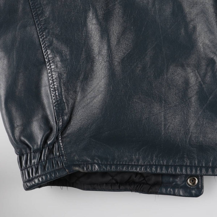 80s-90'S EXPORT LEATHER GARMENTS LTD All-leather varsity jacket with collar Made in Canada Men's XL size unclear navy blue type Vintage Second Hand