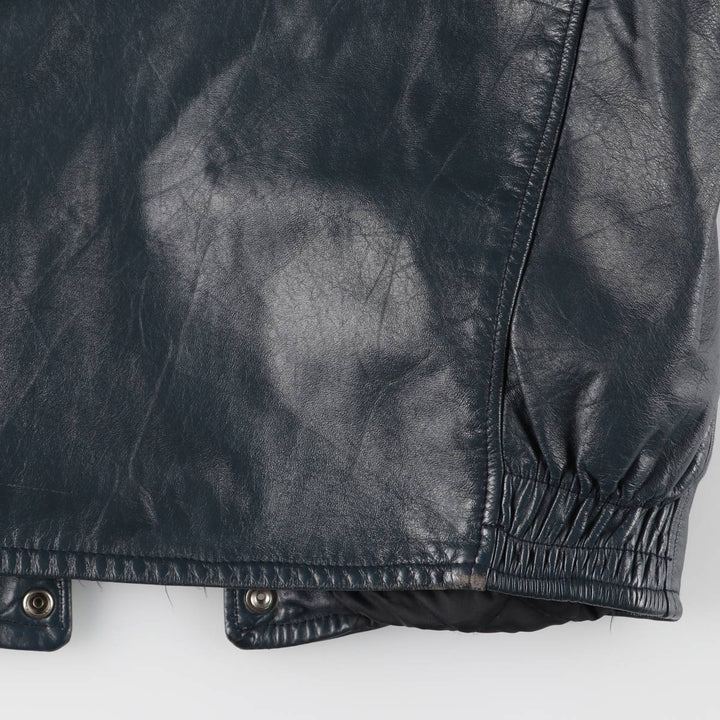 80s-90'S EXPORT LEATHER GARMENTS LTD All-leather varsity jacket with collar Made in Canada Men's XL size unclear navy blue type Vintage Second Hand