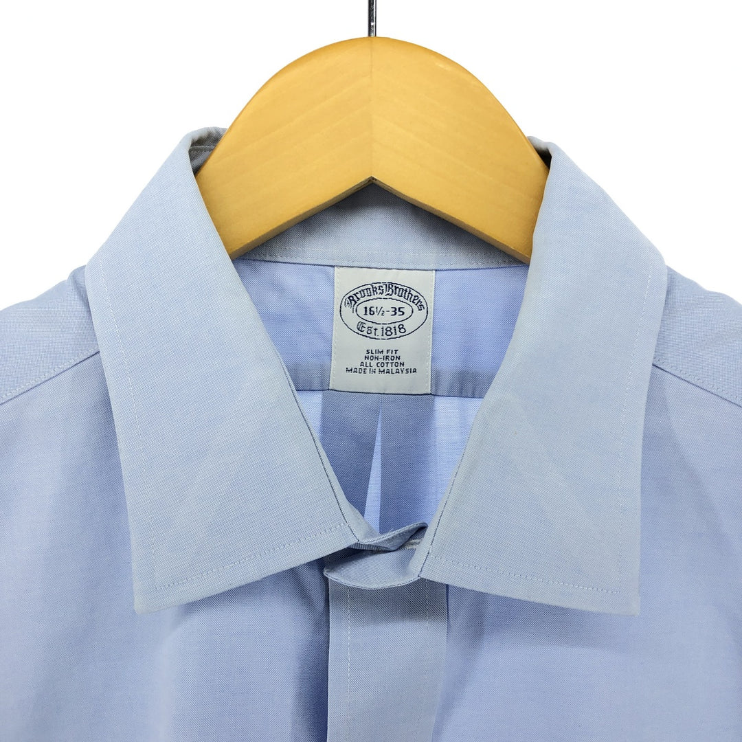 Brooks Brothers Est.1818 SLIM FIT Wide Collar Long Sleeve Cotton Shirt Men's Size L cotton Blue type light blue Vintage Second Hand
