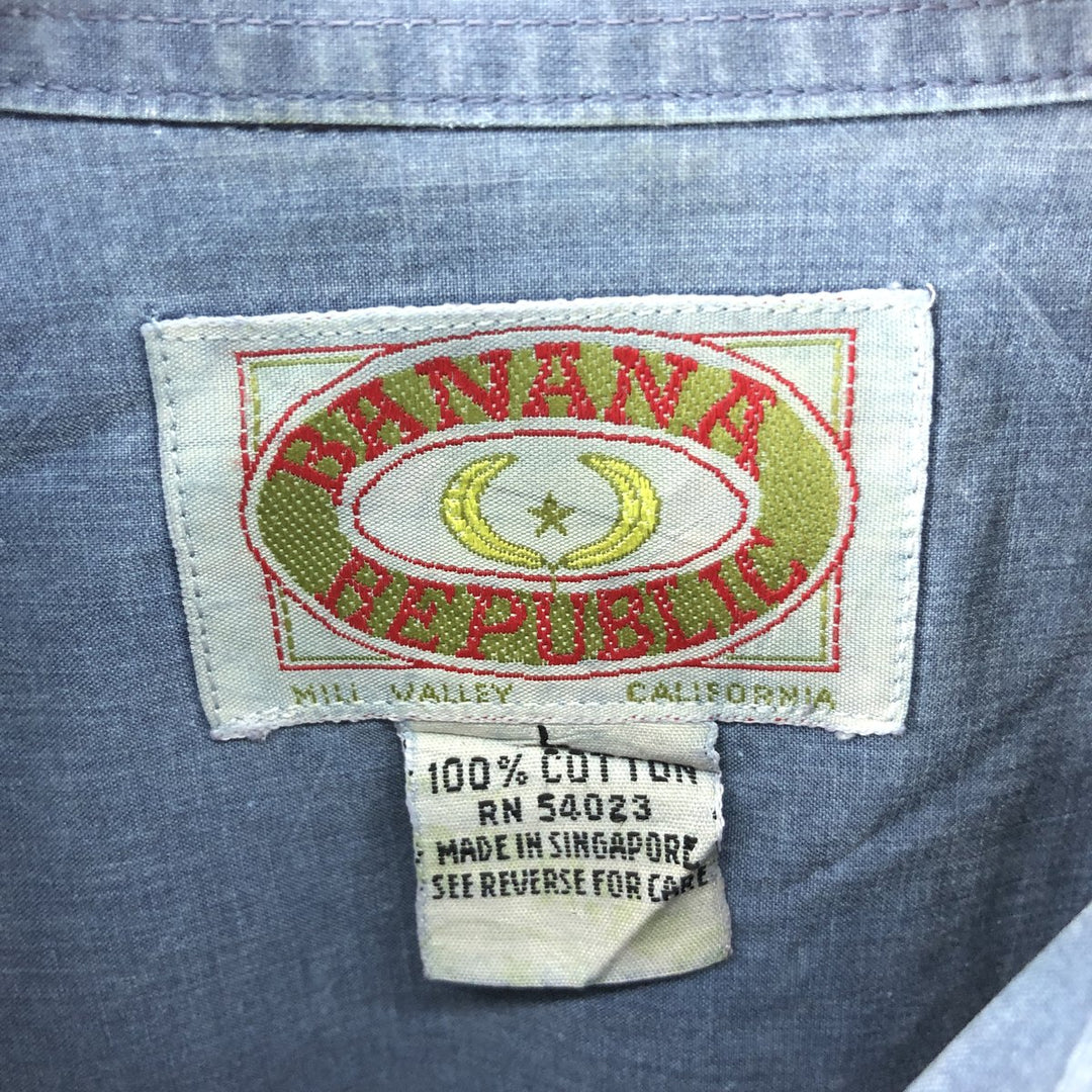 80'S Banana Republic Vintage Long Sleeve Cotton Shirt, Men's Size L cotton Blue type light blue Vintage Second Hand