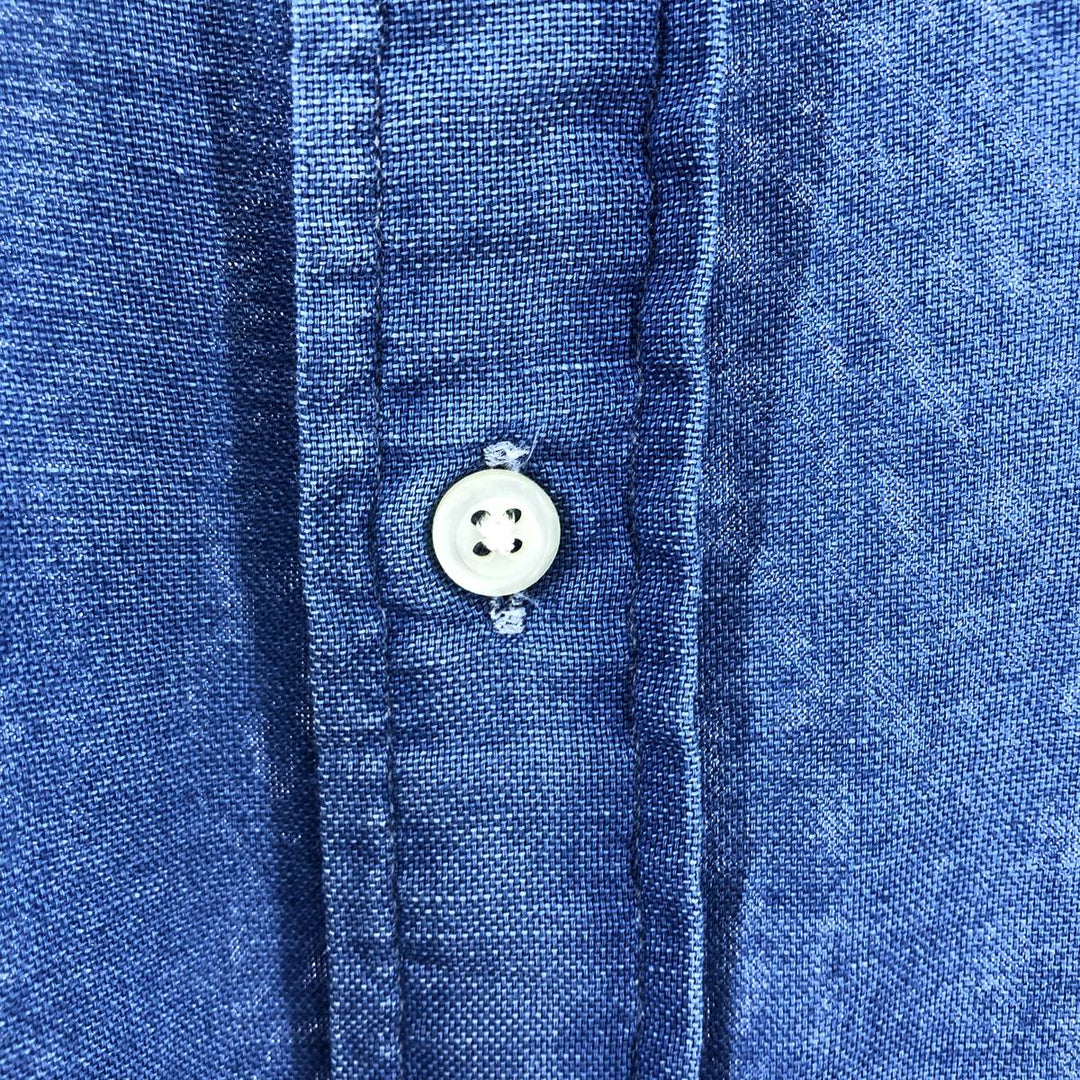 Ralph Lauren INDIGO OXFORD short sleeve button down shirt, men's size M cotton blue type Vintage Second Hand