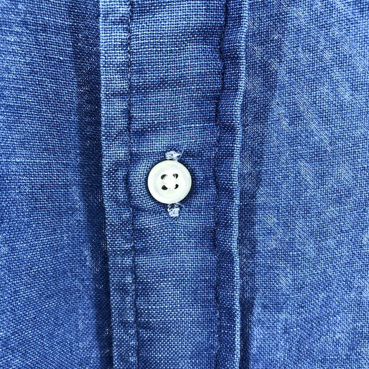 Ralph Lauren INDIGO OXFORD short sleeve button down shirt, men's size M cotton blue type Vintage Second Hand