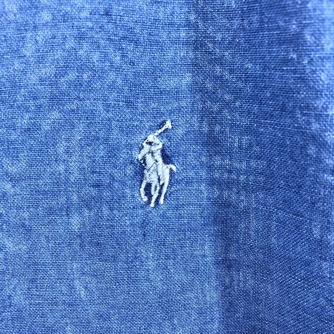 Ralph Lauren INDIGO OXFORD short sleeve button down shirt, men's size M cotton blue type Vintage Second Hand