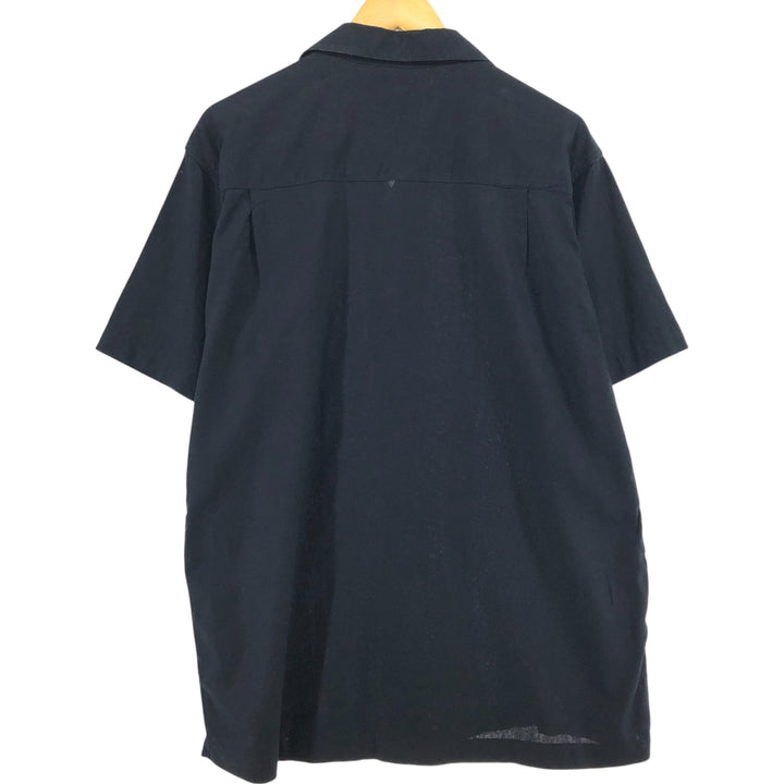 Haggar Two-tone short-sleeve open-collar rayon x linen box shirt, men's size L linen black type Vintage Second Hand
