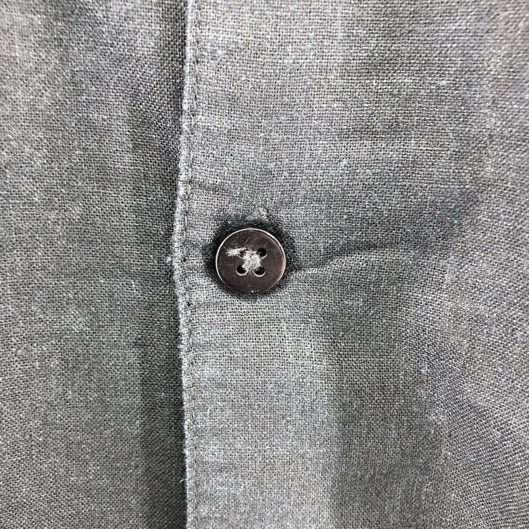 Haggar Two-tone short-sleeve open-collar rayon x linen box shirt, men's size L linen black type Vintage Second Hand