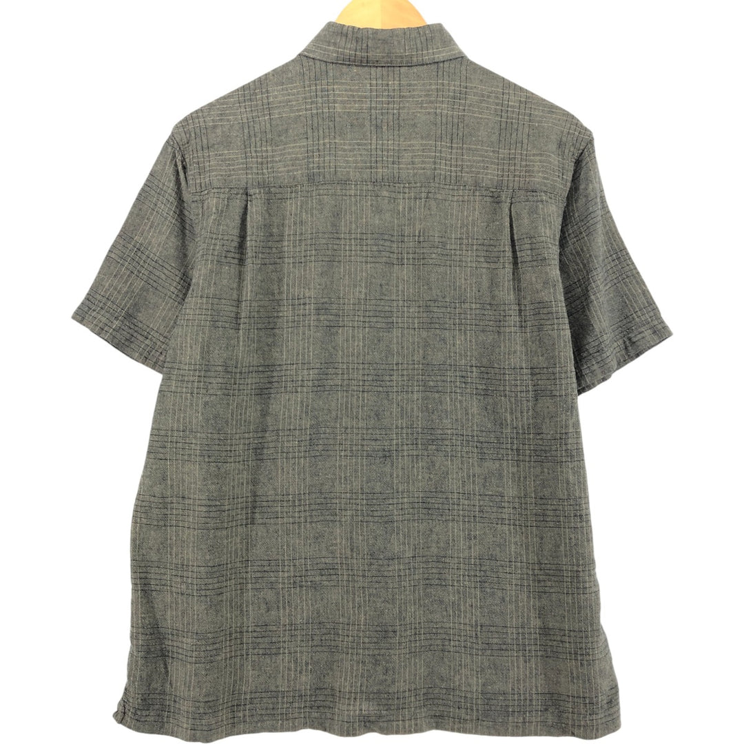 MARC EDWARDS WASHABLE LINEN Check Pattern Short Sleeve Rayon x Linen Shirt Box Shirt Men's M Size linen Khaki type Vintage Second Hand