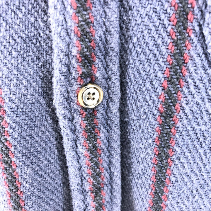 00'S GAP STAND FIT Stripe Pattern Long Sleeve Heavy Flannel Shirt Men's Size L cotton navy blue type Vintage Second Hand