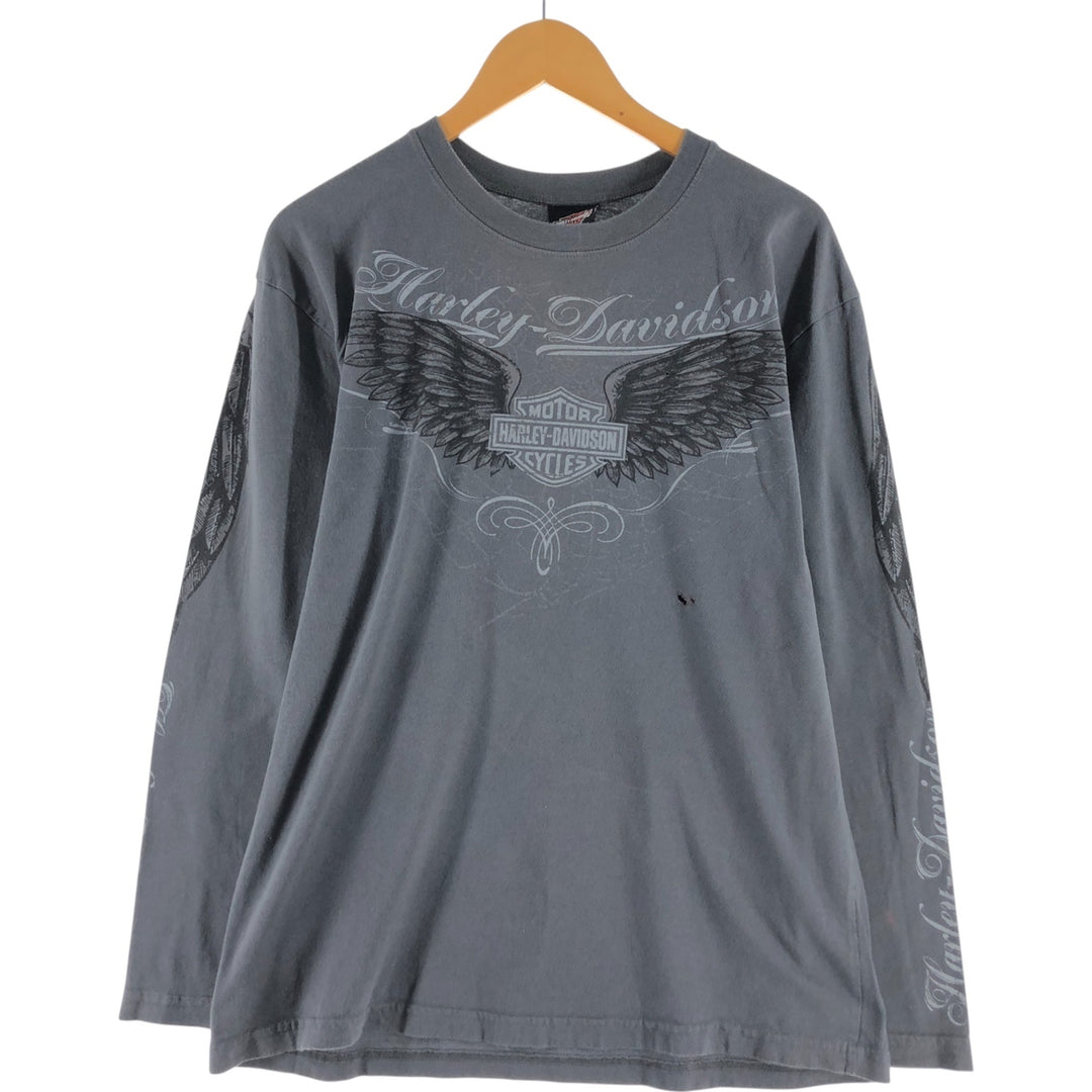 00'S Harley-Davidson Long Sleeve T-Shirt Made in USA Men's Size L cotton gray type Vintage Second Hand